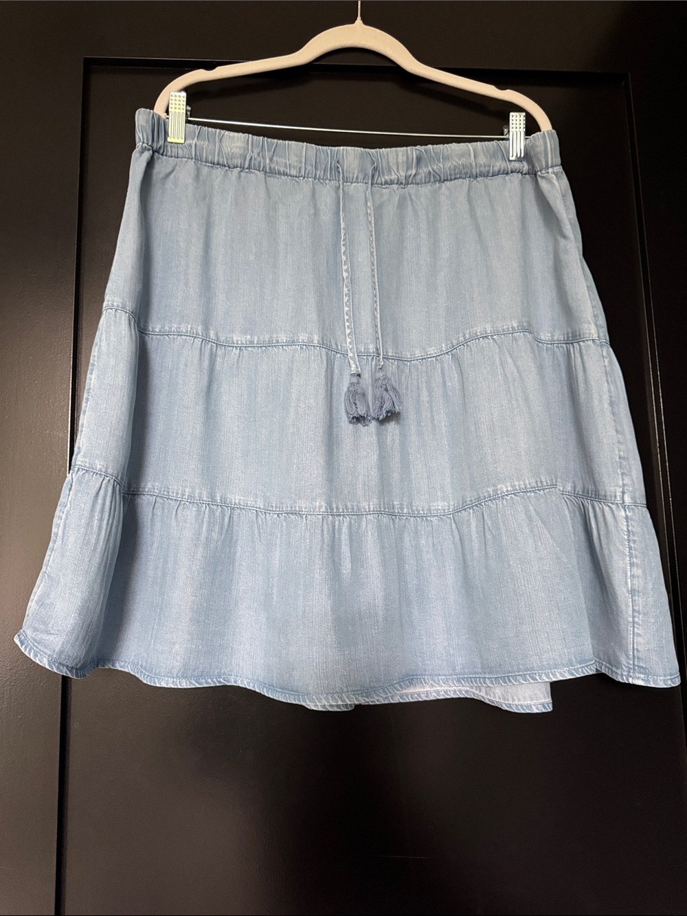 J. Jill Light Blue Tiered Chambray Drawstring Skirt